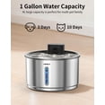 thumbnail image 4 of Wireless Cat Fountain Stainless Steel, 1Gallon/135oz Battery Operated Automatic Pet Drinking Fountain - Cordless Dog Water Dispenser with 8 Replacement Filters for Cats Indoor, 4 of 8