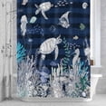 thumbnail image 2 of Ocean Coastal Bathroom Shower Curtain, Sea Turtle Coral Starfish Seaweed Stripes Waterproof Washable Soft Bath Curtain for Bathtub Decor with 12 Hooks&Grommet, 36x78 Inch, 2 of 9