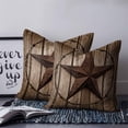 thumbnail image 3 of Western Star Retro Throw Pillow Covers, Soft Pillowcases with Invisible Zipper, Brown Vintage Wood Grain Decorative Square Pillow Cushion Covers for Living Room Couch Sofa Bed 24x24 Inches, 3 of 8