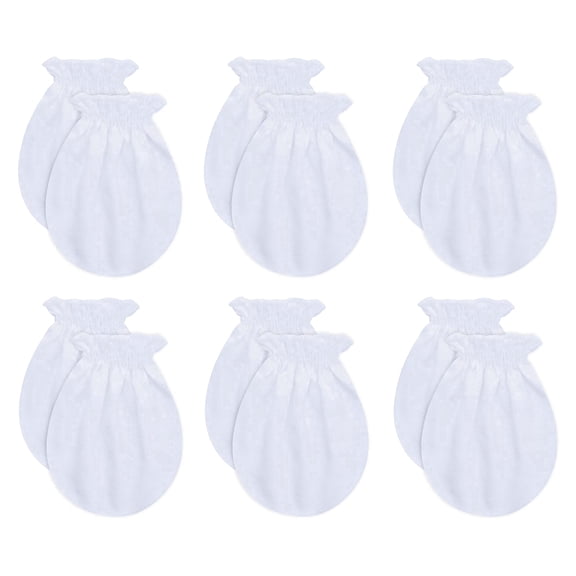 RATIVE Newborn Baby Mittens No Scratch, Organic Cotton Infant Mittens 0-6 Months for Boys Girls (6 pairs/white)