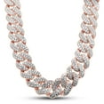 thumbnail image 3 of Round Cut Lab Created Moissanite Diamond 15MM Two Row Cuban Link Chain Necklace For Men In 14K Rose Gold Over Sterling Silver 18" Length(Color G-H,Clarity VVS1,23.30 Ct), 3 of 5