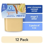 (12 pack) Gerber 2nd Foods Baby Food, Pear Cinnamon with Oatmeal, 4 oz Tubs (2 Pack)