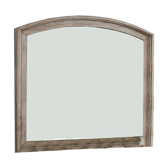 Mirror with Curved Top Frame and Weathered Look, Gray