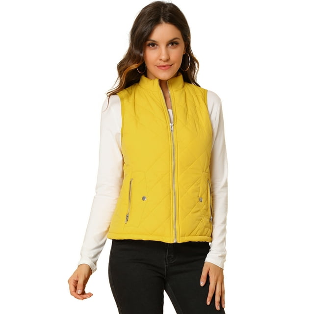INSPIRE CHIC Gilet Léger à Col Montant Matelassé avec Fermeture Éclair pour Femmes