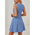 thumbnail image 3 of Women Denim Dresses Jean Sleeveless Button Down Mini Tank Casual Babydoll Dresses, 3 of 6