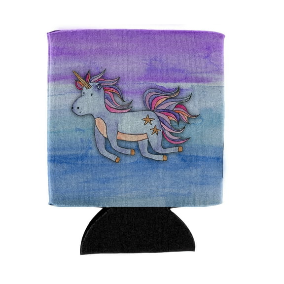 Carolines Treasures BB7433CC Blue Unicorn Watercolor Can or Bottle Hugger  Can Hugger multicolor