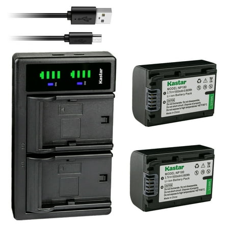 Kastar 2-Pack Battery and LTD2 USB Charger Compatible with Ordro NP-180 NP180 Battery, Ordro HDR-AE8 AE8 Digital Camcorder HD 4K 3 inch IPS Touch Screen Vlog DV Camera IR Night Vision