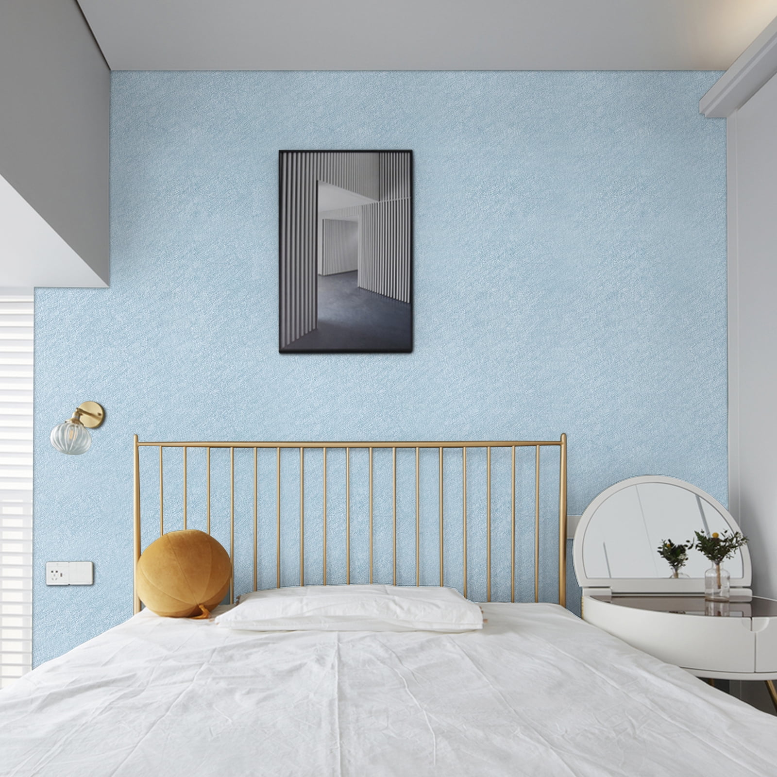 Abyssaly Blue Peel and Stick Wallpaper 23.6" x 118" Silk Texture Wallpaper Removable Self Adhesive Contact Paper Home College Dorm Decoration Vinyl