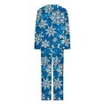 thumbnail image 5 of Womens Christmas Pajama Sets Fashion Printed Round Neck Long Sleeve Elastic Waist Pants Soft Lounge Sleepwear Set Blue M, 5 of 6