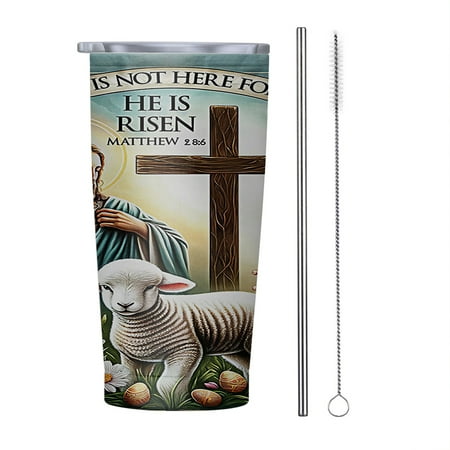 

Easter Jesus He Is Not Here For He Is Risen 20oz Tumbler Insulated Stainless Steel Water Bottle Portable Travel Coffee Tea Mug Cup