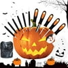 24 Pcs Halloween Pumpkin Carving Kit Tools, Halloween Heavy Duty Stainless Steel Pumpkin Carving Set With 10 Stencils, 2 Pumpkin Lights,1 Storage Bucket