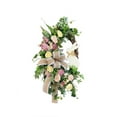 thumbnail image 5 of Easter Bunny Wreath with Large Bow, Artificial Flowers Rattan Spring Garland Front Door Decor, 5 of 6