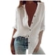 thumbnail image 1 of Camisa informal de manga larga con cuello de botones y cuello alto para mujer - Poliéster, transpirable y suave, 3 colores (blanco/azul/negro), tallas S-XXL, 1 of 3