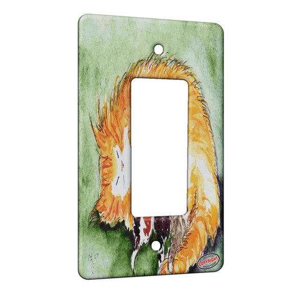 KuzmarK™ 1 Gang Rocker Wall Plate - Maine Coon Kitty Family Mama and Kittens Contentment Cat Art by Denise Every