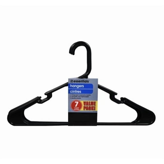 Essentials Black Plastic Adult-Sized Hangers, 7-Ct.