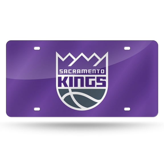 Sacramento Basketball Kings Purple Mirror Look Acrylic License Plate Laser Tag