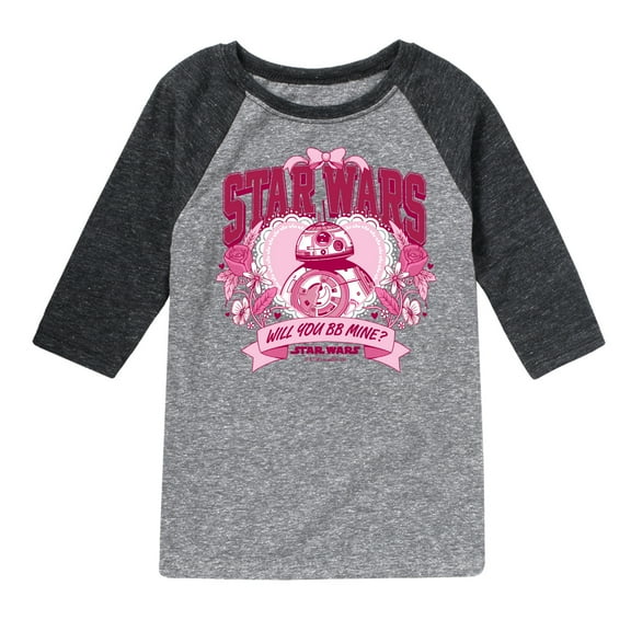 Star Wars - Valentine Bb8 Yoda and friends Collegiate - Toddler And Youth Raglan