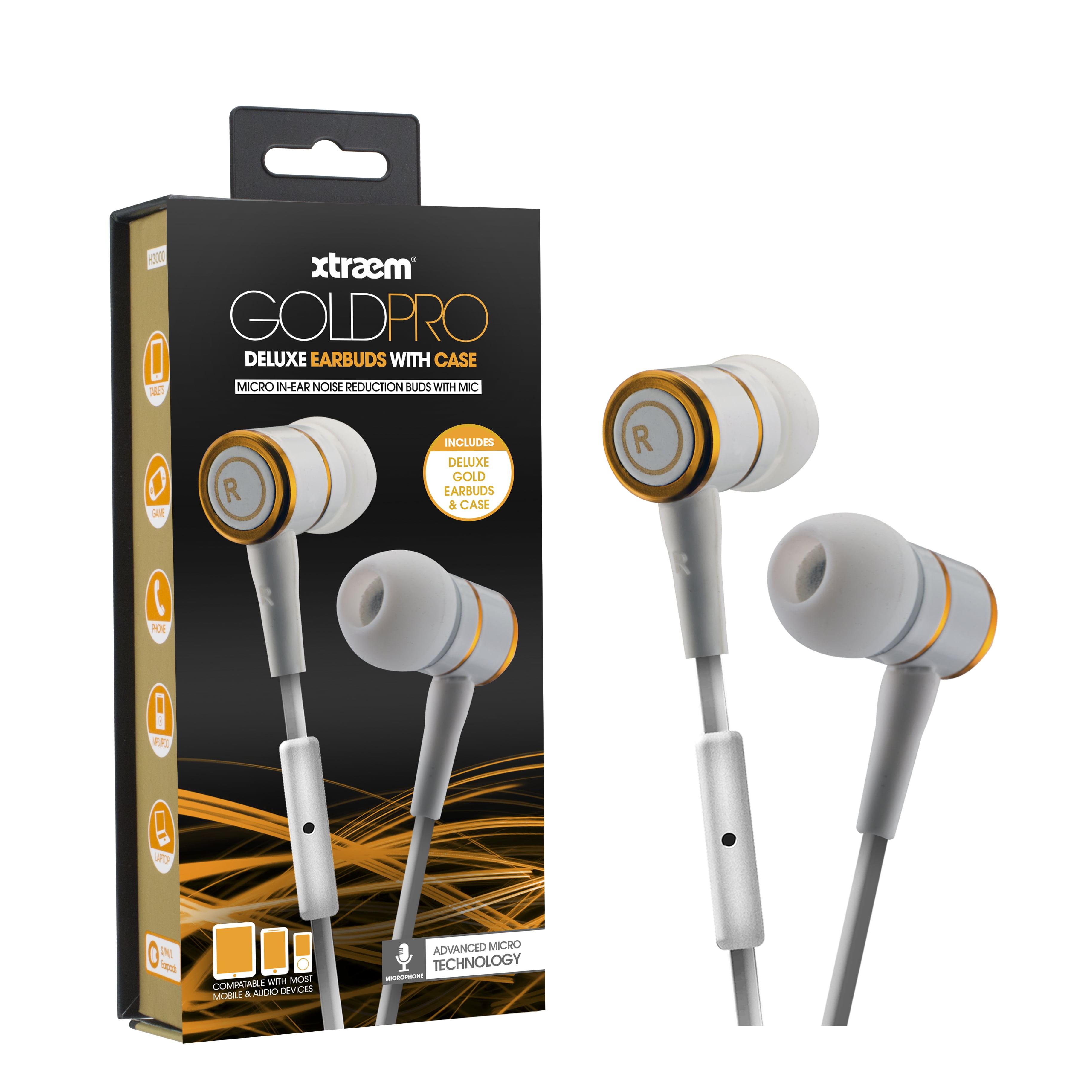 Sentry Gold Pro Metal Earbuds with InLine Mic & Deluxe Case, White