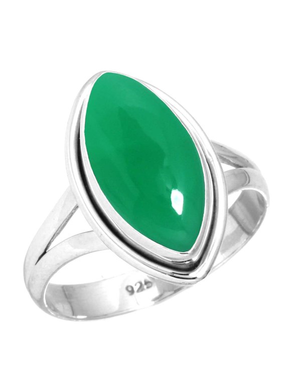 Natural Green Onyx Ring 925 Sterling Silver Handmade Jewelry