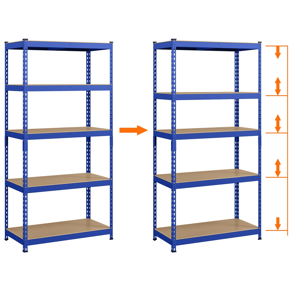 Alden Design 5-Shelf Boltless & Adjustable Steel Storage Shelf Unit, Blue, 3 Pack