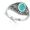 thumbnail image 4 of Simulated Turquoise Ornate Bali Rope Boho Ring .925 Sterling Silver Band Blue CZ Female Size 5, 4 of 4