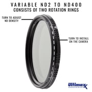 Ultimaxx 58mm ND2 to ND400 Slim Fader Variable Adjustable ND Neutral Density Filter for All DSLR Camera Lens with Same Filter Thread Size