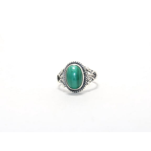 Heaven Crafts Oval Malachite Ring 925 Sterling Silver Green Stone Bohemian Jewelry Gift For Everyone Women Ring