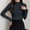 Black, variant on Turtleneck Long Sleeve Shirts Crop Casual Trendy Summer Round-Neck Comfy Pullover Basic Tops Army Green Free Size