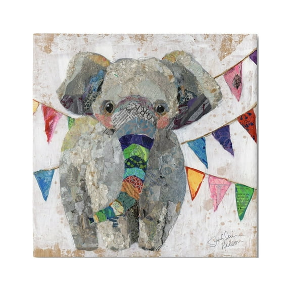 Stupell Industries Modern Elephant Painting Animals & Insects Painting Gallery Wrapped Canvas Art Print Wall Art, 17 x 17