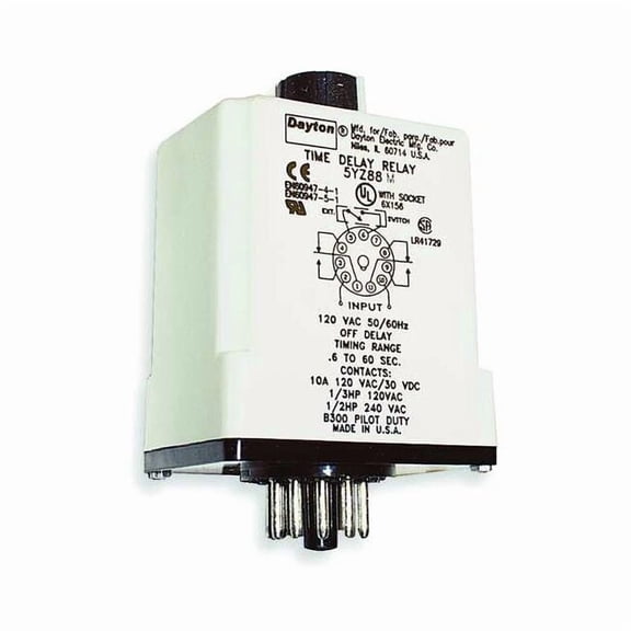 Dayton Single Function Time Delay Relay, 11Pins 1EGC2