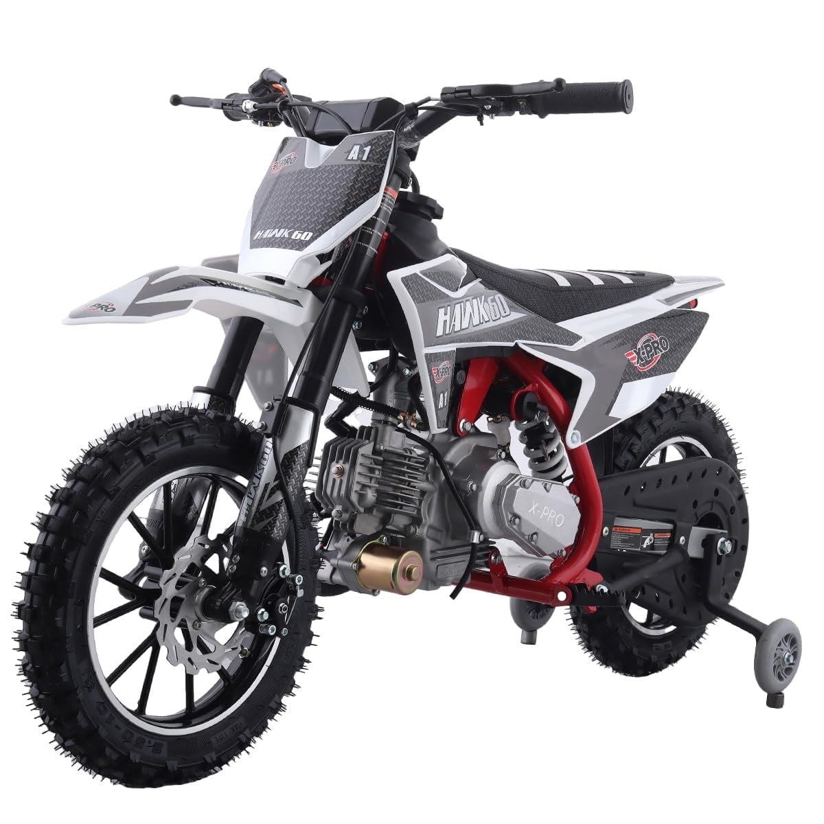 X-Pro Hawk 60 Dirt Bike with CVT Transmission, Electric Start, Disc Brake,Training Wheels!