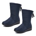 thumbnail image 4 of Naierhg 1 Pair Snow Boots Waterproof Plush Lined Adjustable Drawstring Tassels Solid Color Casual Winter Warm Women Mid Calf Shoes Streetwear for Home Blue, 4 of 8