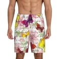 thumbnail image 2 of Picia Butterflies and Vintage Pajama Shorts for Men, Men's Pajama Bottoms, Sleepwear,Short Pajama Pants-Large, 2 of 9