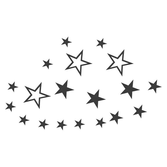 Uxcell 19Pcs in 1Set Acrylic Self Adhesive Star Mirror Wall Sticker Decals, Black