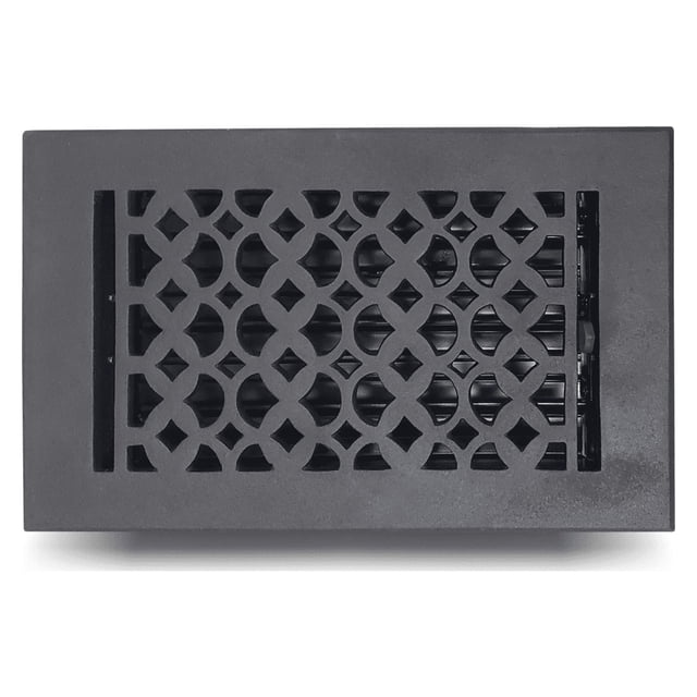 Floor Vent Cover / Register VR100, 5”x9” with Damper – Outer 7”x11”, Beveled Edge, 5mm Thick Handcrafted Cast Aluminum, Powder Coated, Tudor Mushroom Design for Floors, Walls & Ceilings