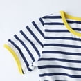 thumbnail image 6 of HILEELANG 2-8 Toddler Girls Navy White Stripe Yellow Trim Summer Play Dress Size 5T, 6 of 8