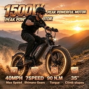 Electric Bike for Adults, 1500W Motor 40MPH, 20×4.0 Fat Tire Dual Suspension E-Mountain Bike, 5H Full Charge Up to 70 Miles, Hill Climbing Ebike for Snow Mountain Off-Road UL2849 Certified