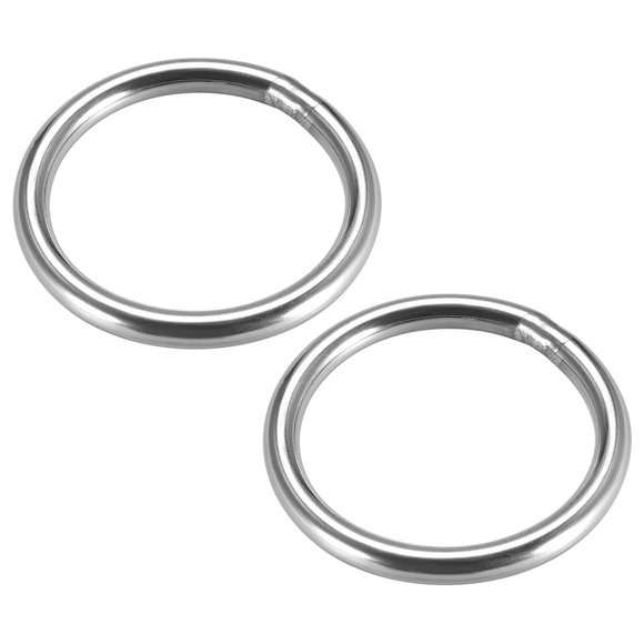 Unique Bargains Welded O Ring, 50 x 5mm Strapping Round Rings Stainless Steel 2pcs