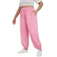 thumbnail image 4 of qolati Plus Size Sweatpants Women Fleece Lined Baggy High Waisted Cinch Bottom Joggers with Pockets Drawstring Casual Cute Lounge Workout Sweat Pants Pink XL, 4 of 6