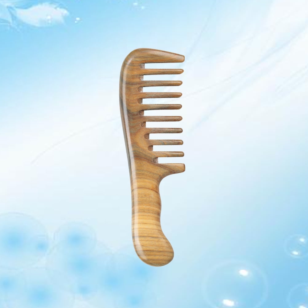 FENGGUIQU Natural Wood Hair Comb Wide Teethed with Thick Handle for Comfortable Hairdressing