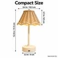 thumbnail image 3 of Vintage Rattan LED Table Lamp, Rechargeable Touch Dimmable Bedside Light, Scalloped Woven Shade Decorative Lamp for Bedroom Living Room Patio, 3 of 7