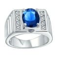 thumbnail image 2 of Bling Jewelry Mens Mens Stainless Steel Hip Hop Micro Pave Halo Blue Oval CZ Engagement Ring, 2 of 5