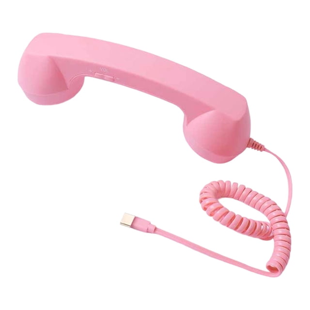 Bunblic Retro Phone with Noise Reduction, Built-in , Wired Connection, Volume Control, Comfortable Grip, High-Quality Materials, Touch Control Pink