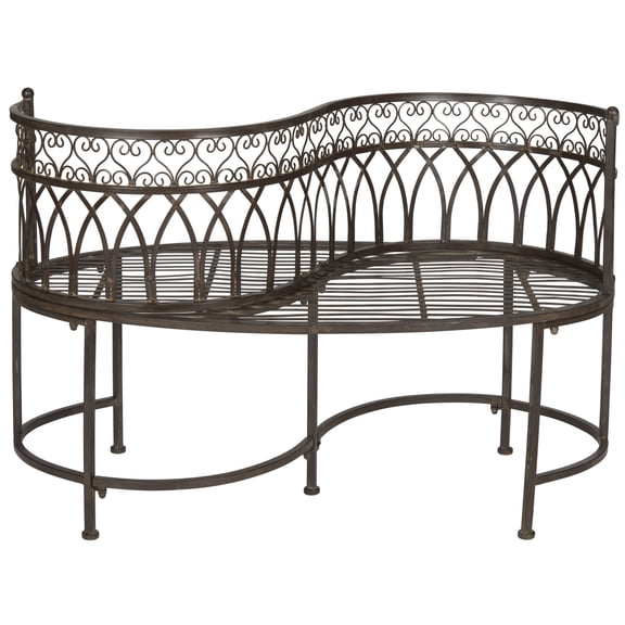 SAFAVIEH Outdoor Collection Lara Kissing Bench Rustic Brown