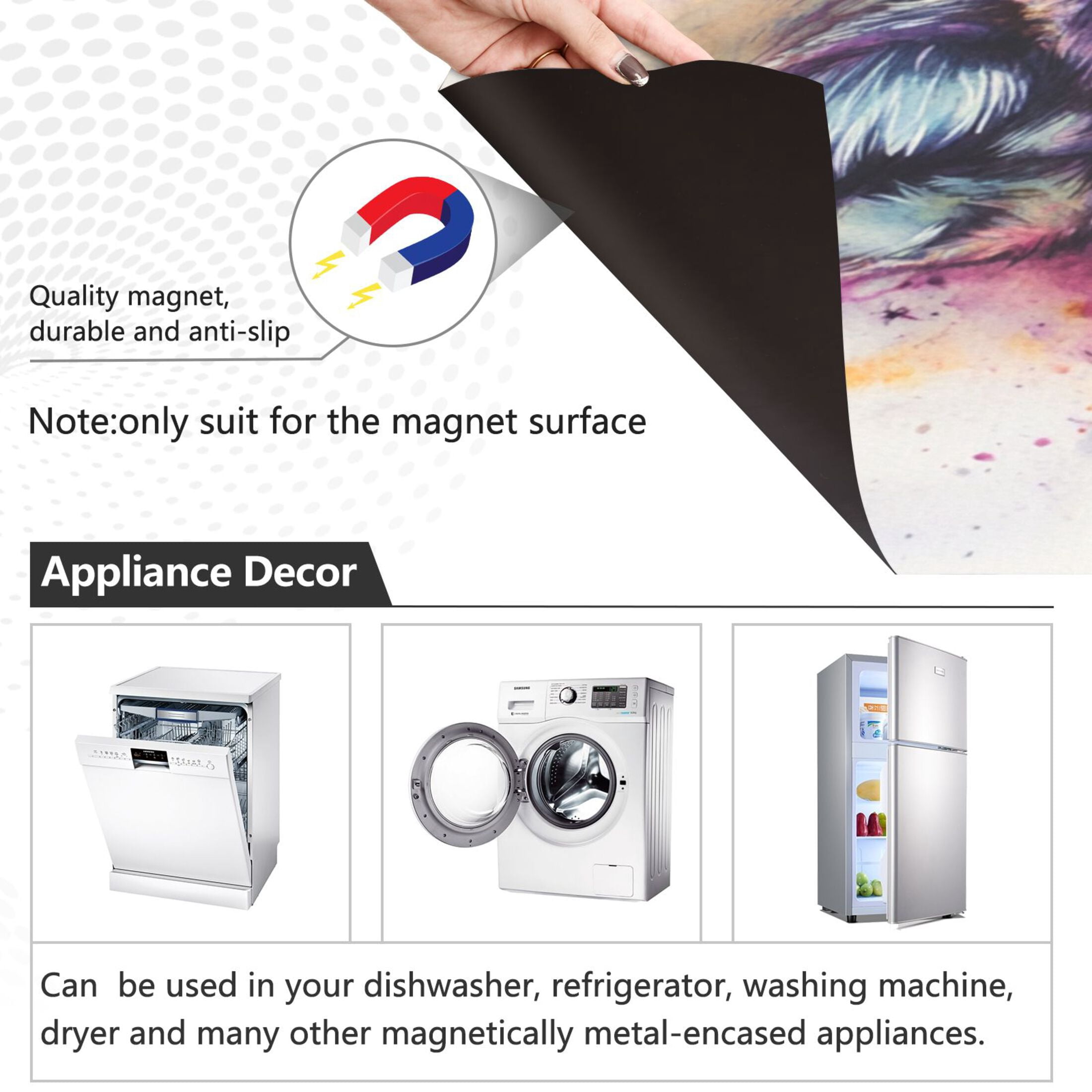Dishwasher Magnetic Sticker 23x26 Inch Refrigerator Magnetic Sticker Washing Machine Magnetic Sticker Kitchen Panel Magnetic Sticker Home Decor Color Watercolor Wolf