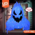thumbnail image 2 of FT Halloween Inflatable Scary Ghost Outdoor Decoration Inflatable Window Breaker Decoration with Rotating Purple LEDs Blow Up Ghost Halloween Window Decor for Party Garden Yard Deco, 2 of 8