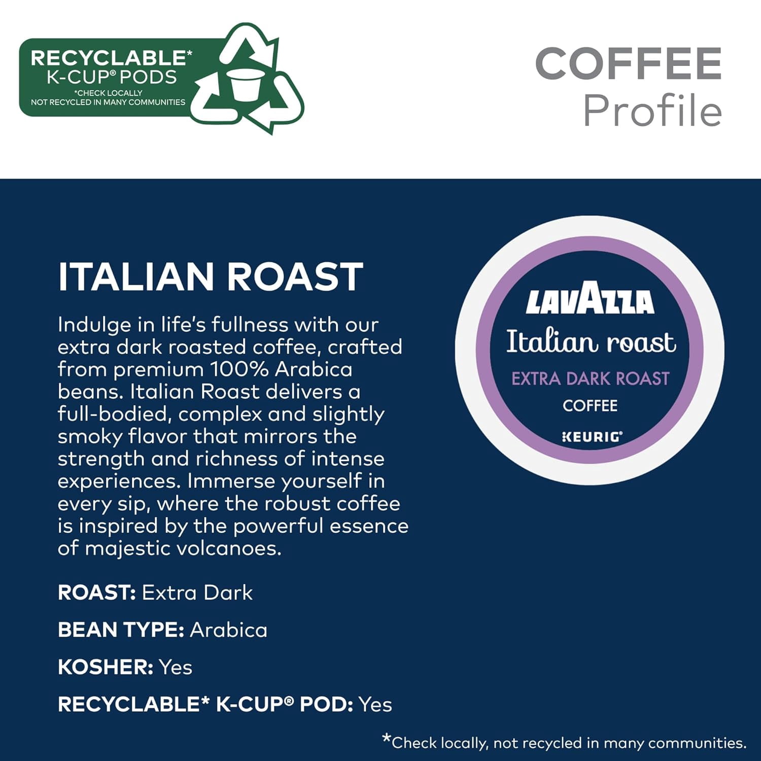 Lavazza Italian Roast, Keurig Single Serve K-Cup Pods, 60ct (6 Packs of 10)