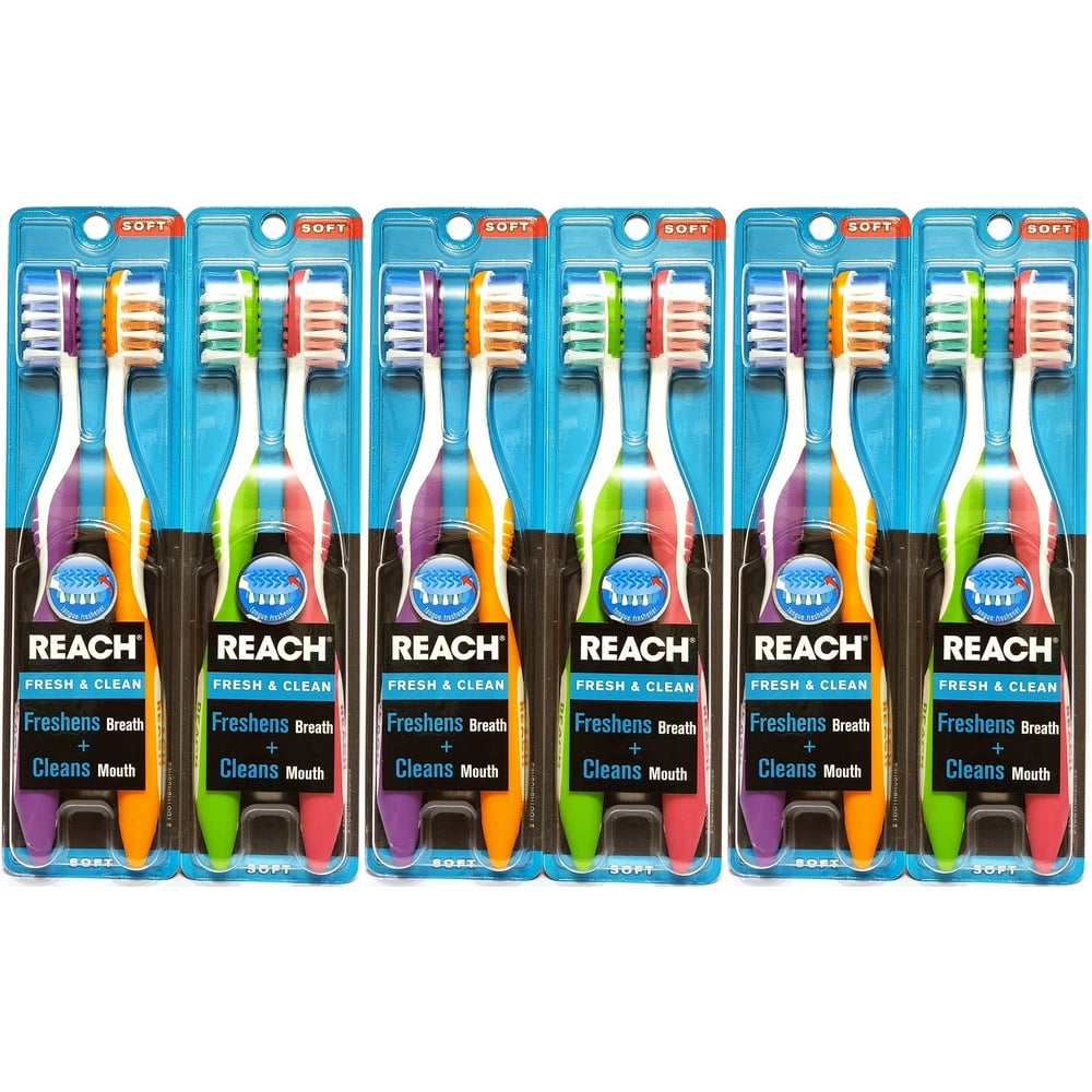 Reach Fresh & Clean Soft Toothbrushes, Colors May Vary, 2 Count (Pack