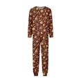 thumbnail image 5 of Wuceii Matching Family Christmas Pajamas Sets - Seasonal Brown Bells & Baubles Print Long Sleeve Tops+Pants Sleepwear, Christmas Eve Sleepover Outfits Matching Pajamas for Holiday for XL Pjs, 5 of 6