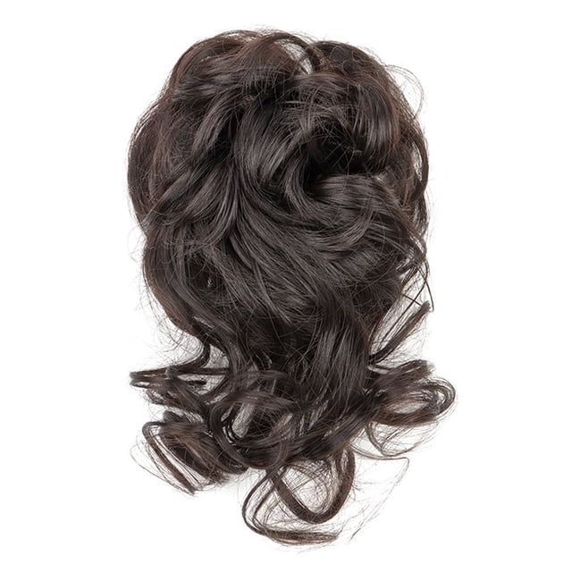 Chignon en Désordre Pièce de Cheveux Chignon Ébouriffé Extension de Cheveux Bande Élastique Chignon Bouclé Queue de Cheval pour Femmes